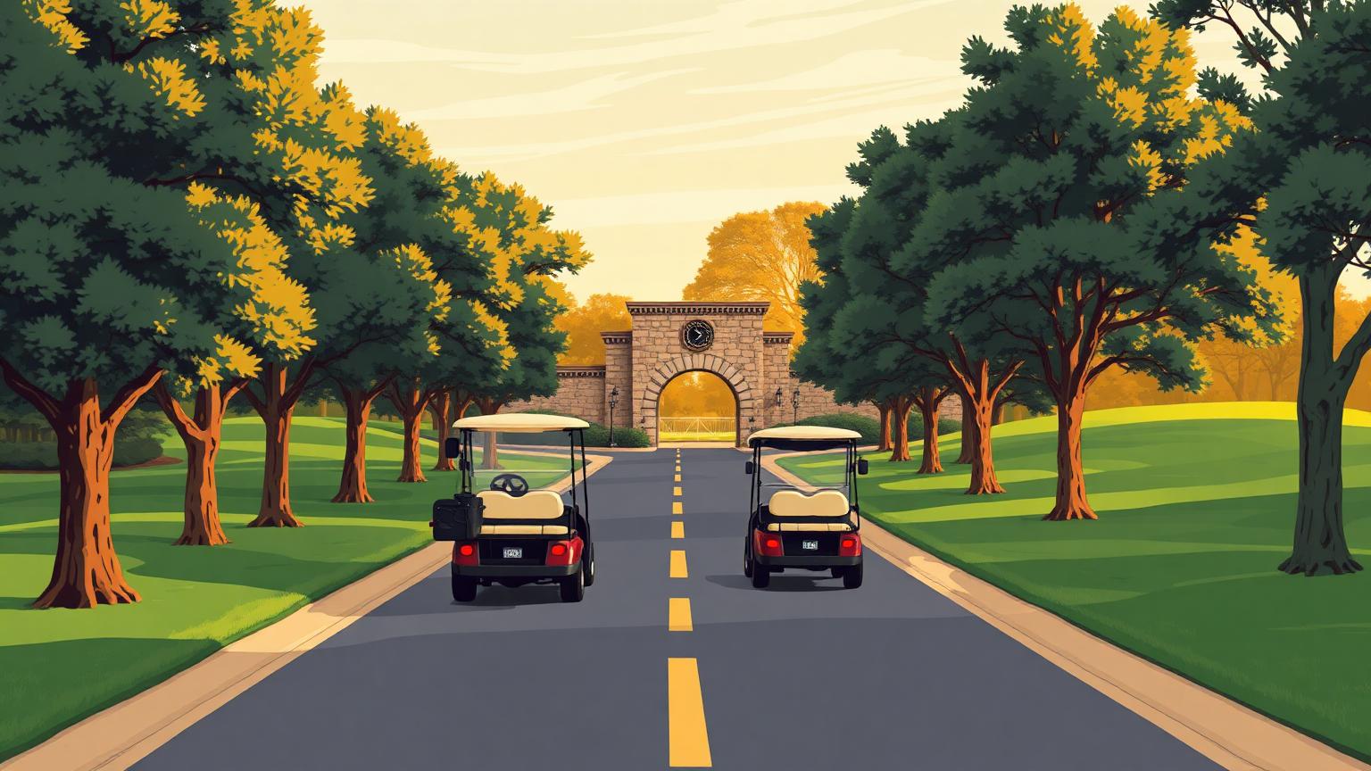 Clubhouse arrival at dusk